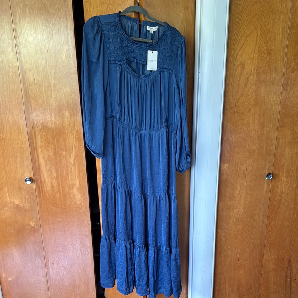 Skies Are Blue Long Sleeve Blue Dress